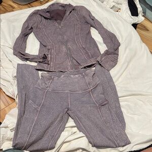 Lululemon Ice wash Violet Activewear define Jacket and Pants Set size 4